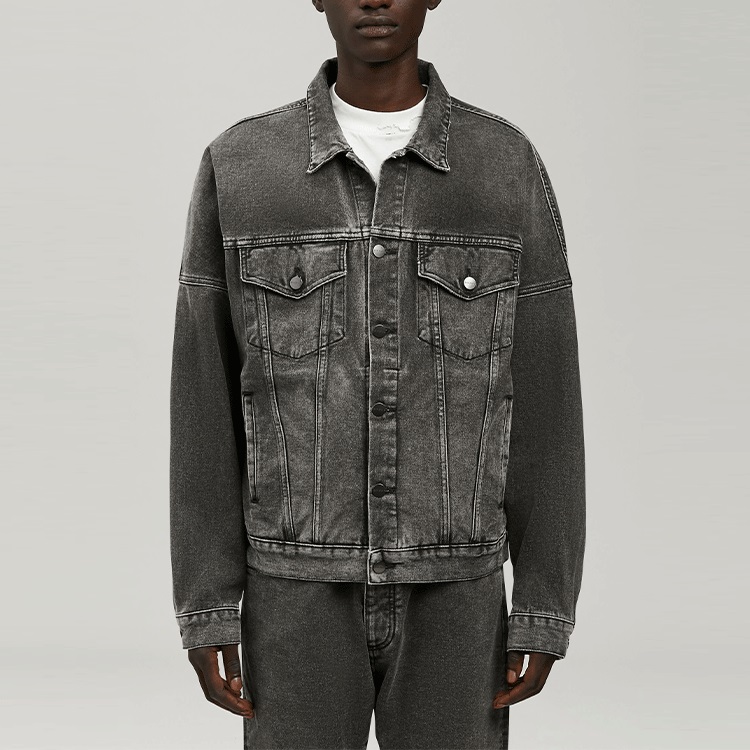 Shop 팜엔젤스 SS22 아치 로고 프린트 데님 자켓 블랙 가을 컬렉션. PMYE006C99DEN0011001