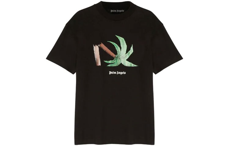 Order Palm Angels SS22 黑色棉T恤 棕櫚樹標誌印花短袖 PMAA001S22JER0221055