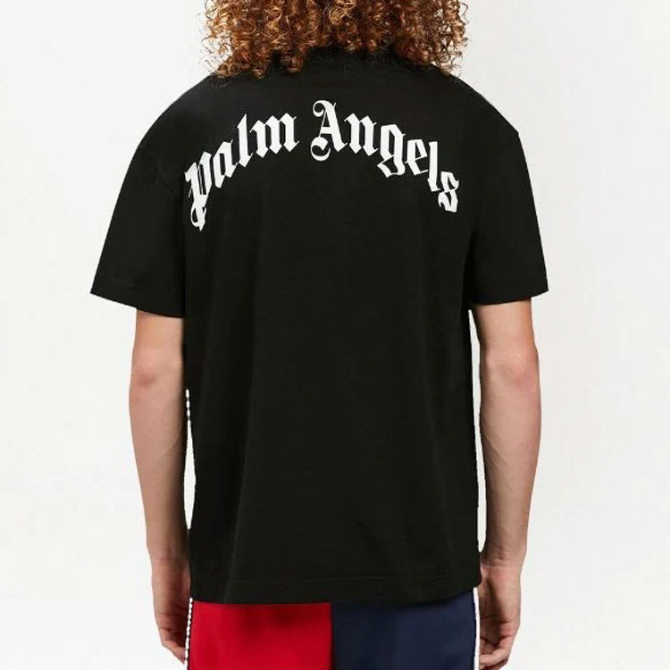 Purchase Palm Angels SS22 黑色棉T恤 棕櫚樹標誌印花短袖 PMAA001S22JER0221055