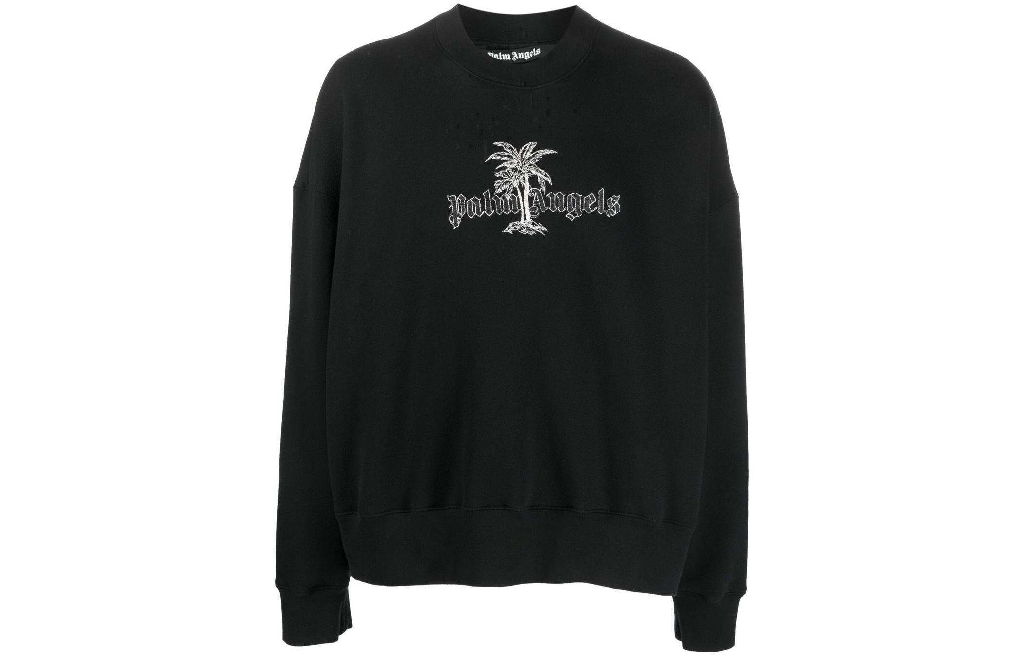 Palm Angels SS22 Black Letter Logo Crewneck Pullover Sweatshirt Fall PMBA026S22FLE00911001