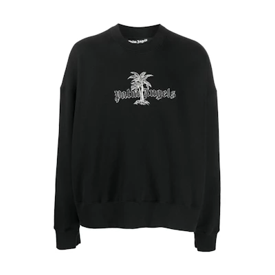 Palm Angels SS22 Black Letter Logo Crewneck Pullover Sweatshirt Fall PMBA026S22FLE00911001