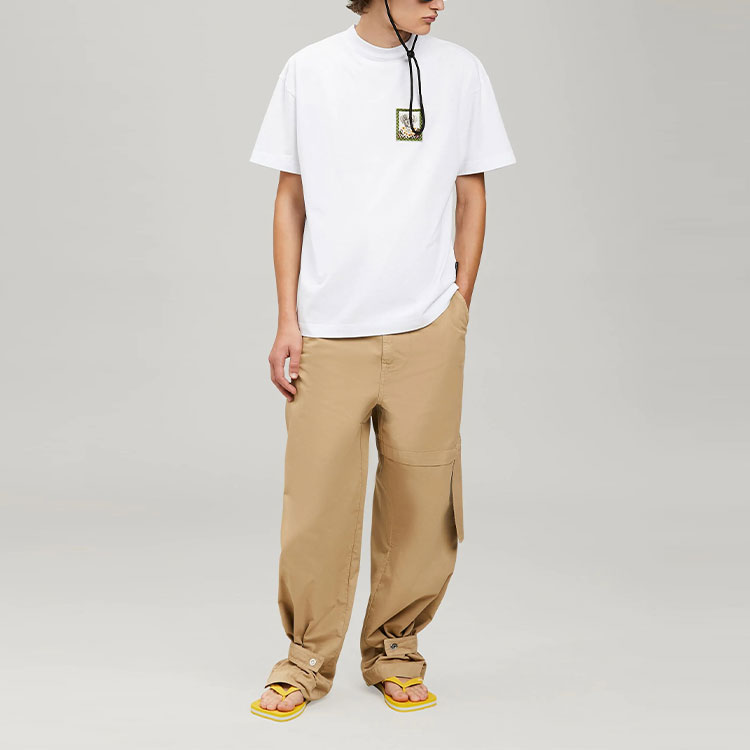 Lookbook PALM ANGELS SS22 ボクサー ボブ アニマルプリント ロゴ クルーネック Tシャツ ホワイト メンズ. PMAA001S22JER0250155