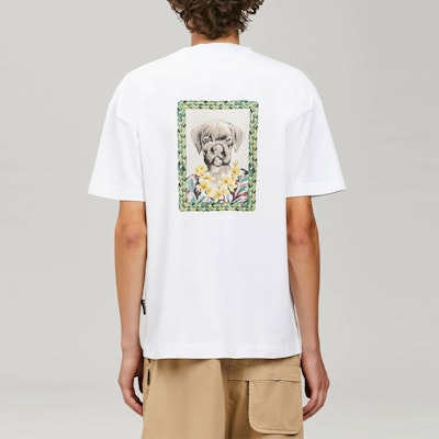 PALM ANGELS SS22 ボクサー ボブ アニマルプリント ロゴ クルーネック Tシャツ ホワイト メンズ. PMAA001S22JER0250155 Purchase PALM ANGELS SS22 ボクサー ボブ アニマルプリント ロゴ クルーネック Tシャツ ホワイト メンズ. PMAA001S22JER0250155