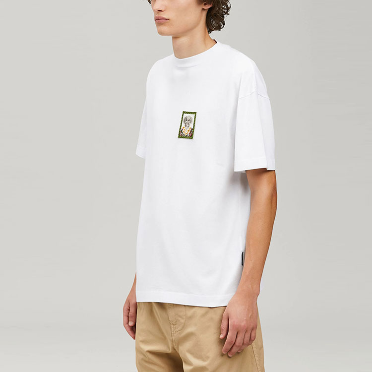 Details for PALM ANGELS SS22 ボクサー ボブ アニマルプリント ロゴ クルーネック Tシャツ ホワイト メンズ. PMAA001S22JER0250155