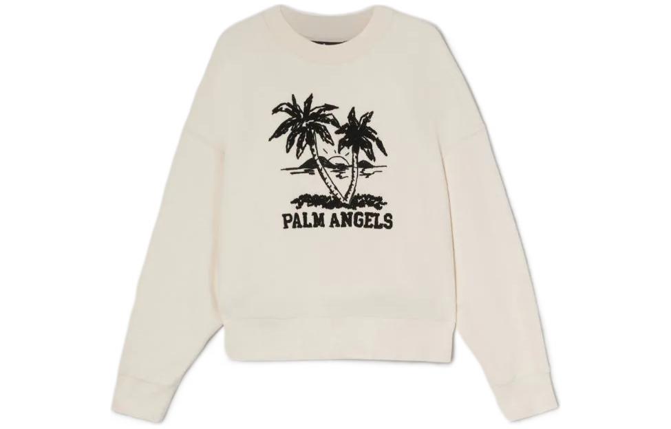 Palm Angels SS22 Graphic Crewneck Long Sleeve Sweatshirt Men White PMBA026S22FLE0060310