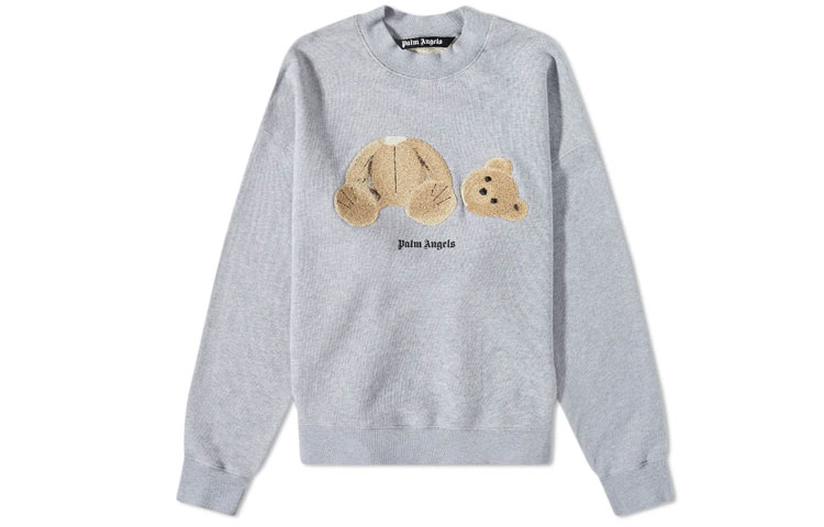 Palm Angels SS22 Gray Decapitated Bear Crewneck Sweatshirt Long Sleeve PMBA026C99FLE0020860