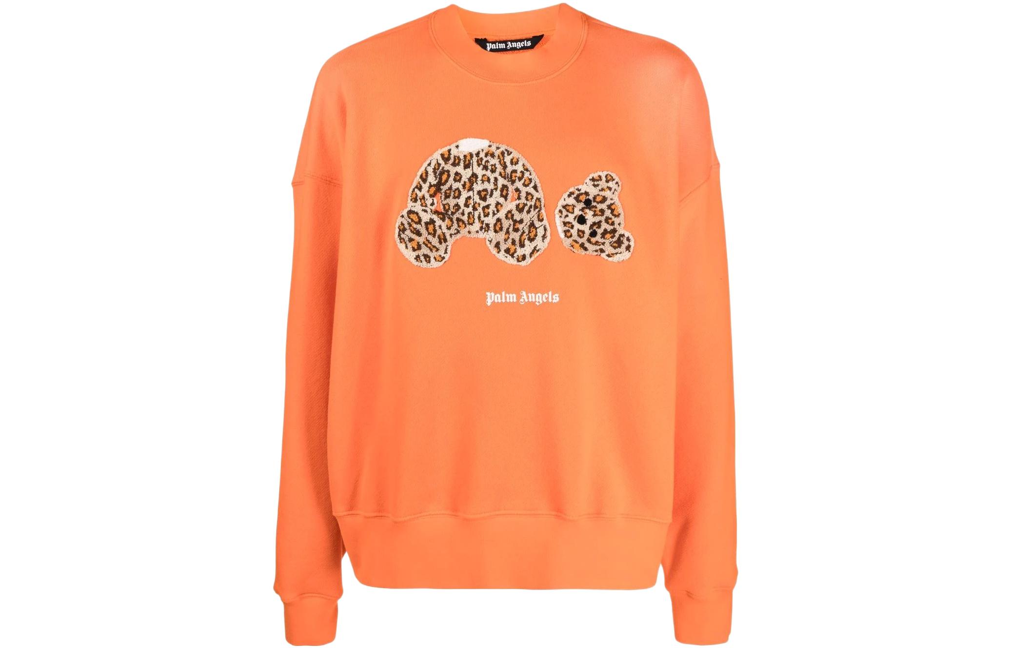 Palm Angels SS22 Leopard Teddy Cartoon Hoodie Orange PMBA026S22FLE0072060