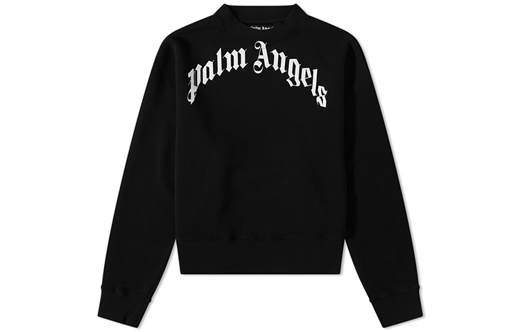Palm Angels SS22 Letter Print Crewneck Pullover Sweatshirt Black PMBA026C99FLE0031001