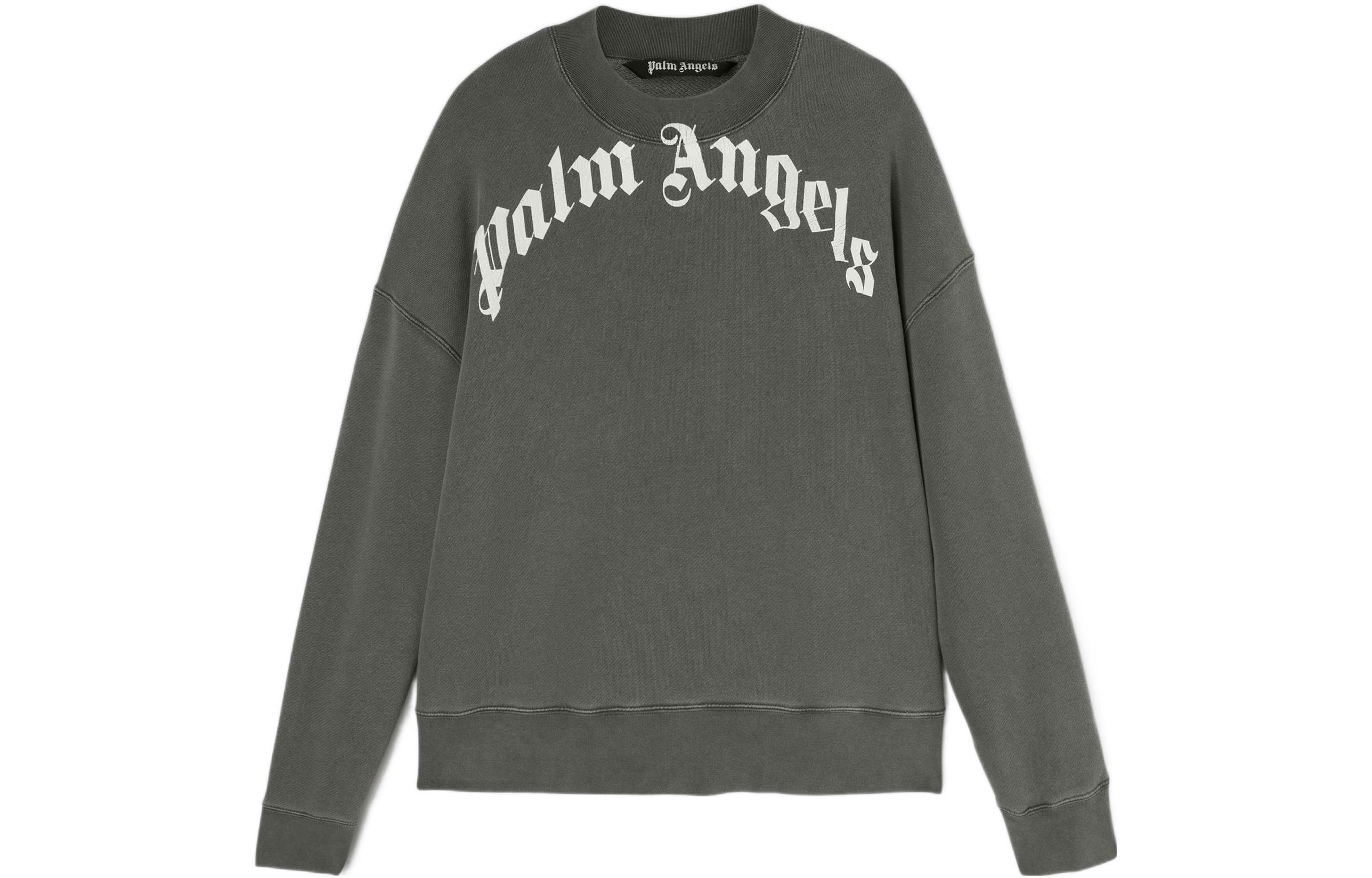 Palm Angels SS22 Logo Print Crewneck Sweatshirt Men’s Dark Grey PMBA026C99FLE0011001