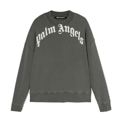 Palm Angels SS22 Logo Print Crewneck Sweatshirt Men’s Dark Grey PMBA026C99FLE0011001