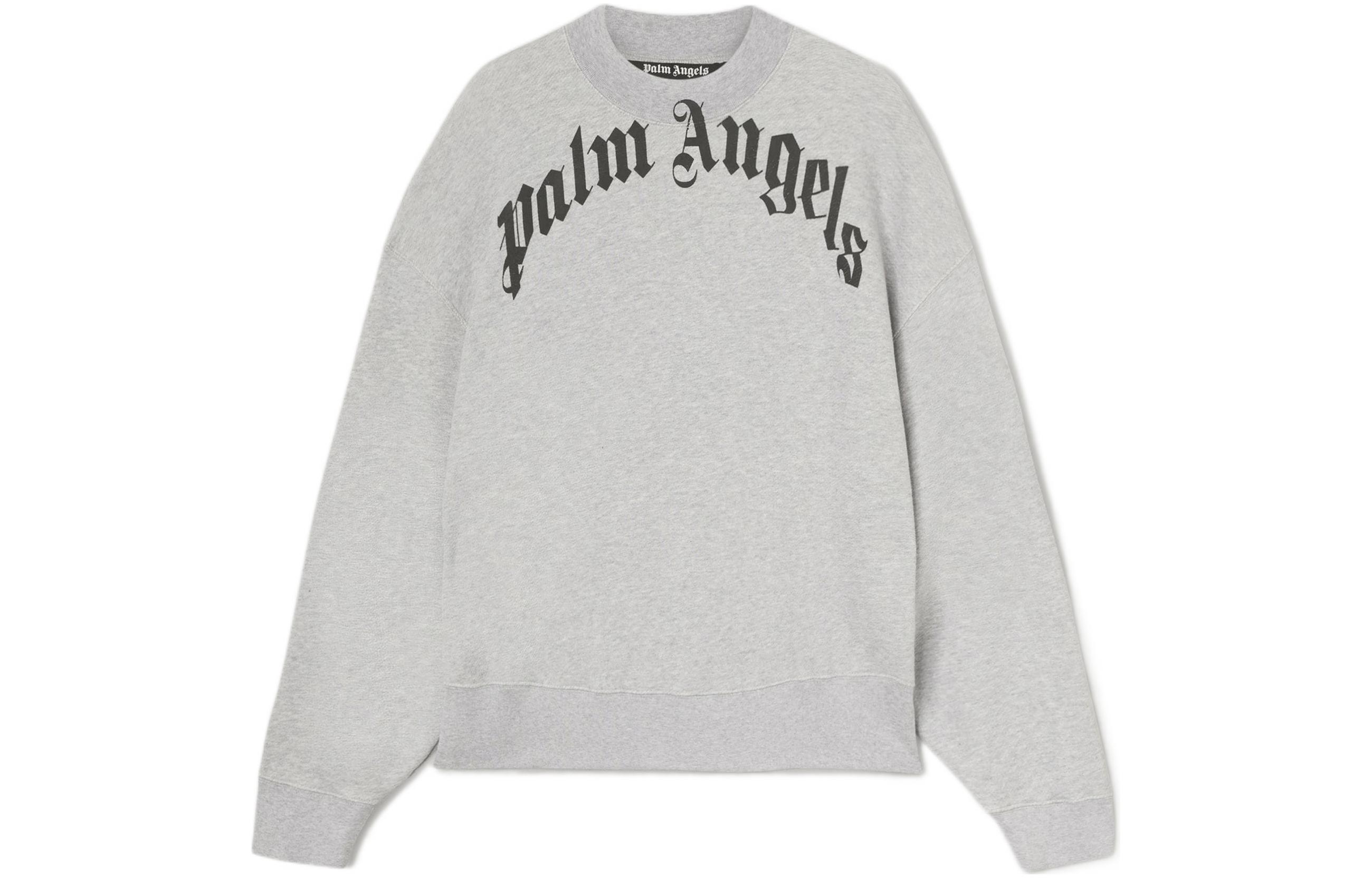 Palm Angels SS22 Logo Print Grey Long Sleeve Sweatshirt PMBA026C99FLE0011600