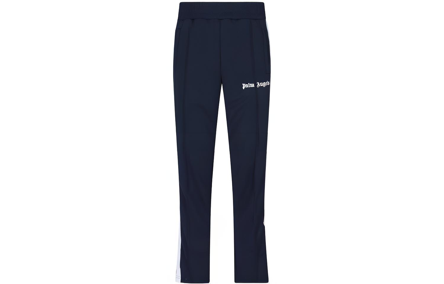 PALM ANGELS SS22 Logo Solid Casual Pants Men Navy Blue. PMCJ001C99FAB0014601