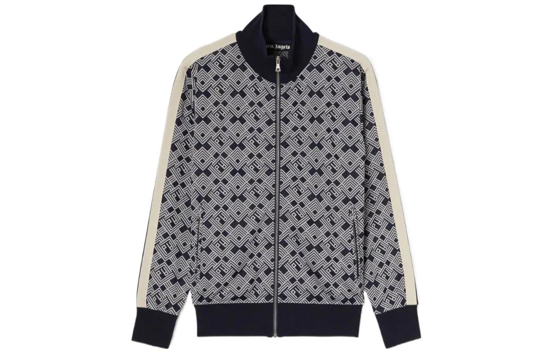 Order PALM ANGELS SS22 Navy Blue  Striped Logo Track Jacket. PMBD001S22FAB0024603