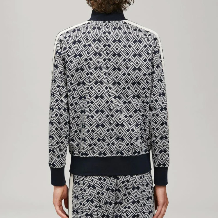 Shop PALM ANGELS SS22 Navy Blue  Striped Logo Track Jacket. PMBD001S22FAB0024603