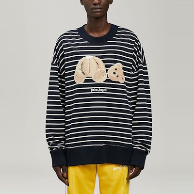 パームエンジェルス SS22 ネイビー テディベア ストライプ 刺繍 スウェットシャツ. PMBA064S22FLE0014660 Shop パームエンジェルス SS22 ネイビー テディベア ストライプ 刺繍 スウェットシャツ. PMBA064S22FLE0014660