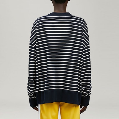 パームエンジェルス SS22 ネイビー テディベア ストライプ 刺繍 スウェットシャツ. PMBA064S22FLE0014660 Purchase パームエンジェルス SS22 ネイビー テディベア ストライプ 刺繍 スウェットシャツ. PMBA064S22FLE0014660