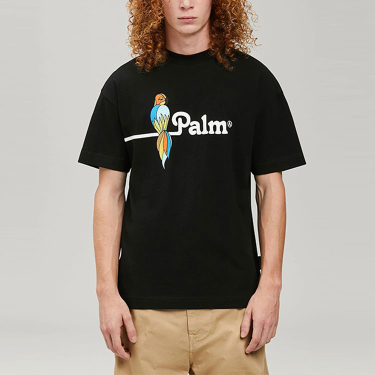 Shop 棕榈天使SS22鹦鹉标志黑色短袖T恤潮流上衣. PMAA001S22JER0041001