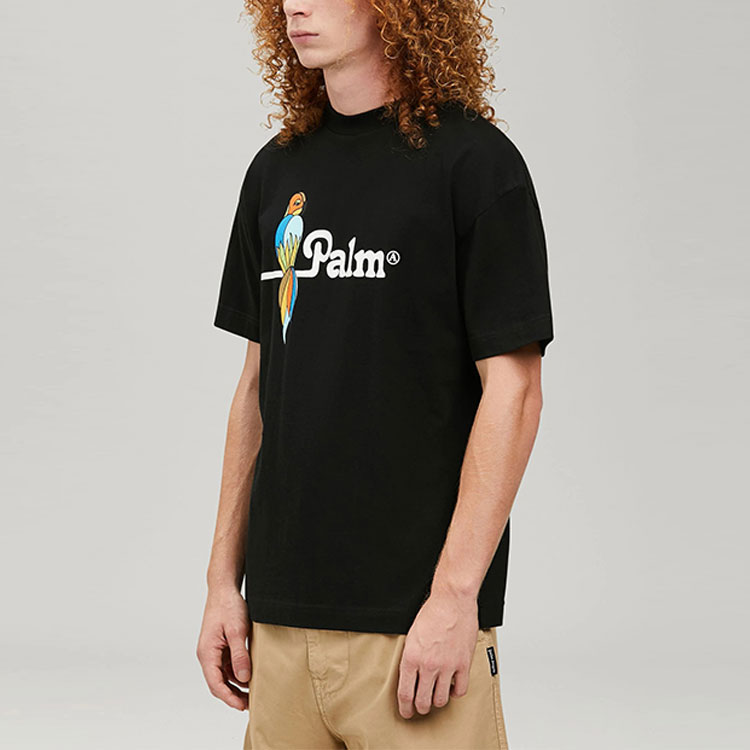 Purchase 棕榈天使SS22鹦鹉标志黑色短袖T恤潮流上衣. PMAA001S22JER0041001
