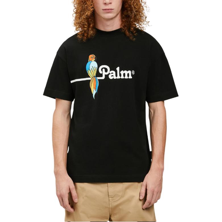 Cheap 棕榈天使SS22鹦鹉标志黑色短袖T恤潮流上衣. PMAA001S22JER0041001
