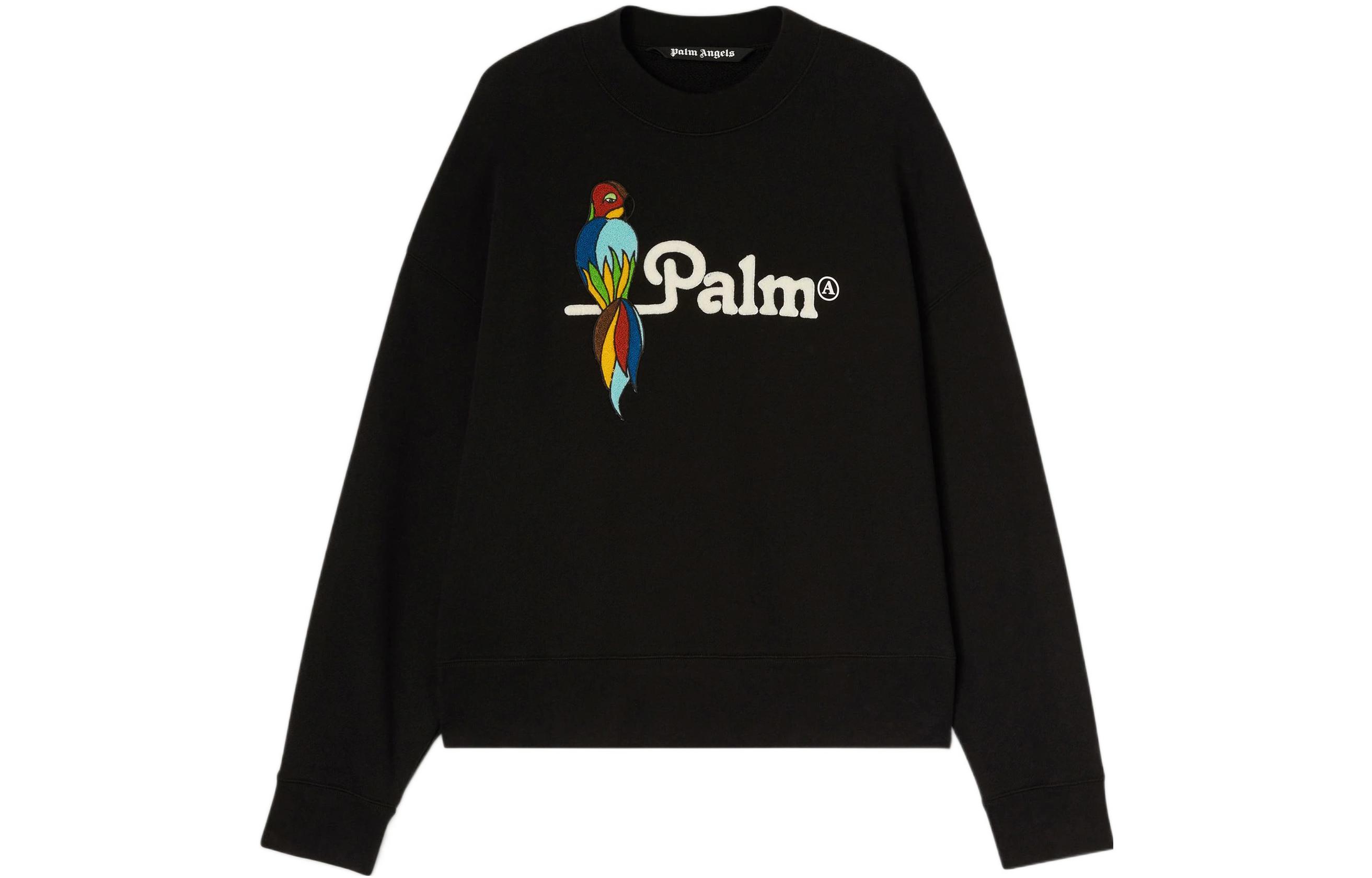 Palm Angels SS22 Parrot Logo Print Crewneck Sweatshirt Black PMBA026S22FLE0081001