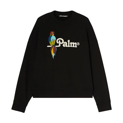 Palm Angels SS22 Parrot Logo Print Crewneck Sweatshirt Black PMBA026S22FLE0081001