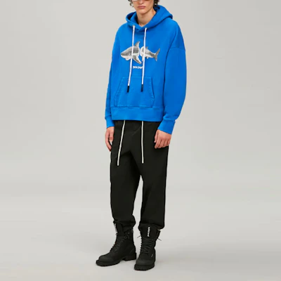 Sudadera con Capucha Palm Angels SS22 Estampado Tiburón Azul PMBB058S22FLE0054509 Lookbook Sudadera con Capucha Palm Angels SS22 Estampado Tiburón Azul PMBB058S22FLE0054509