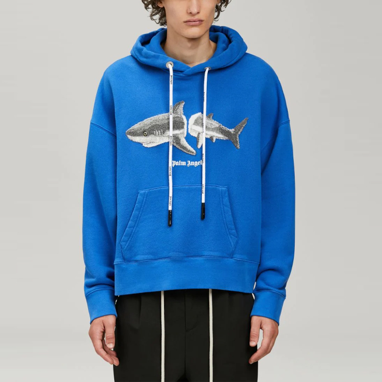 PALM ANGELS SS22 Shark Print Hoodie  Blue PMBB058S22FLE0054509 圖 4