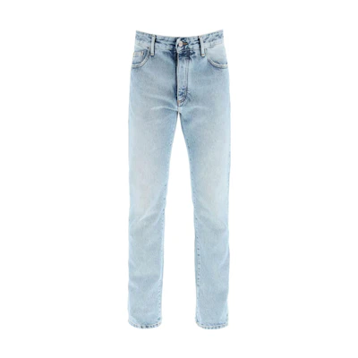 PALM ANGELS SS22 Straight-Leg Letter Logo Print Jeans Men Light Blue PMYA012C99DEN0014001