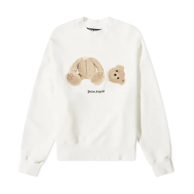 PALM ANGELS SS22 White Decapitated Bear Crewneck Long Sleeve Sweatshirt Mens PMBA026C99FLE0020360