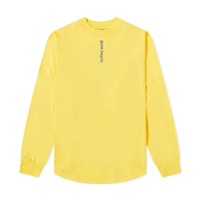 Palm Angels SS22 Yellow Logo Print Solid Long Sleeve Sweatshirt Mens PMAB001C99JER0021846