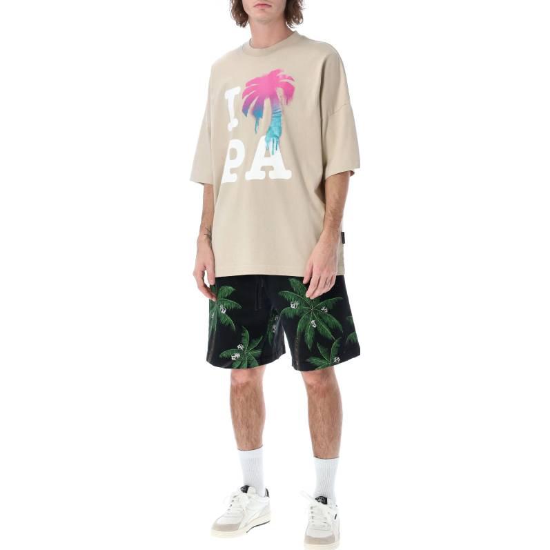 Lookbook Palm Angels SS23 米色字母印花短袖T恤 PMAA041S23JER0016184