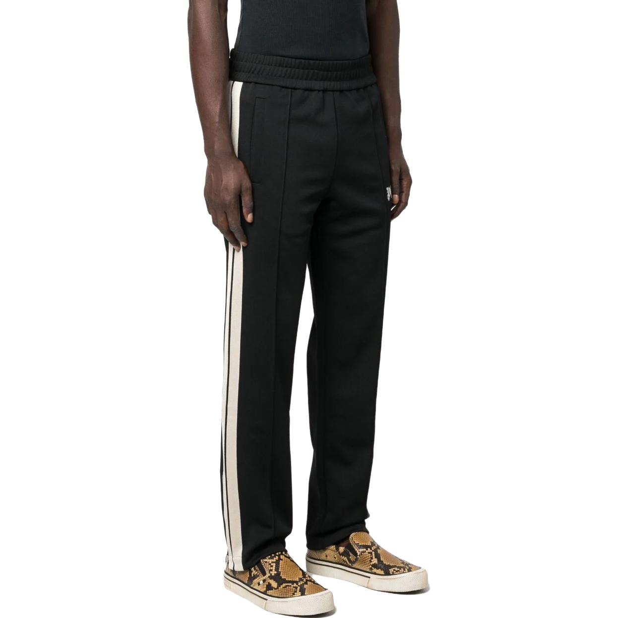 Shop PALM ANGELS SS23  Black Side Stripe Straight Track Pants. PMCJ020E23FAB0011003