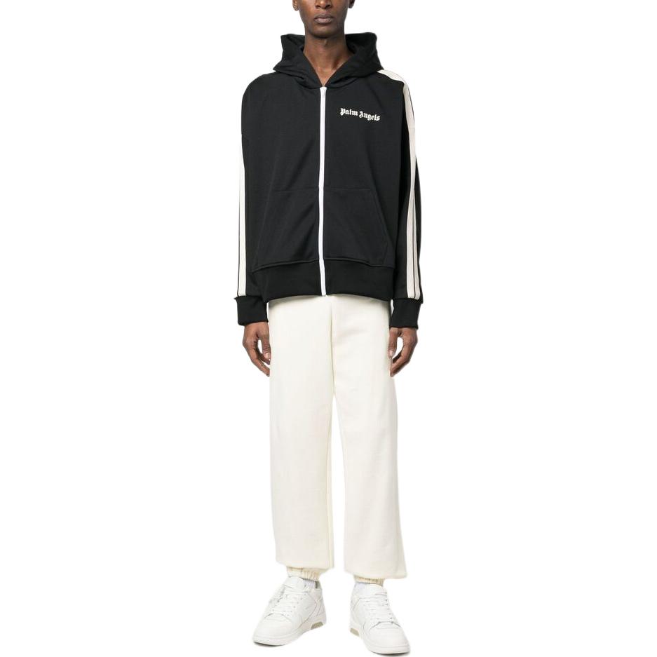 Lookbook PALM ANGELS SS23 黑色拉链连帽衫 带Logo印花. PMBD051S23FAB0011003