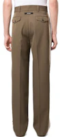 Shop PALM ANGELS SS23 卡其色隱藏拉鍊細節運動長褲 PMCA128S23FAB0015603