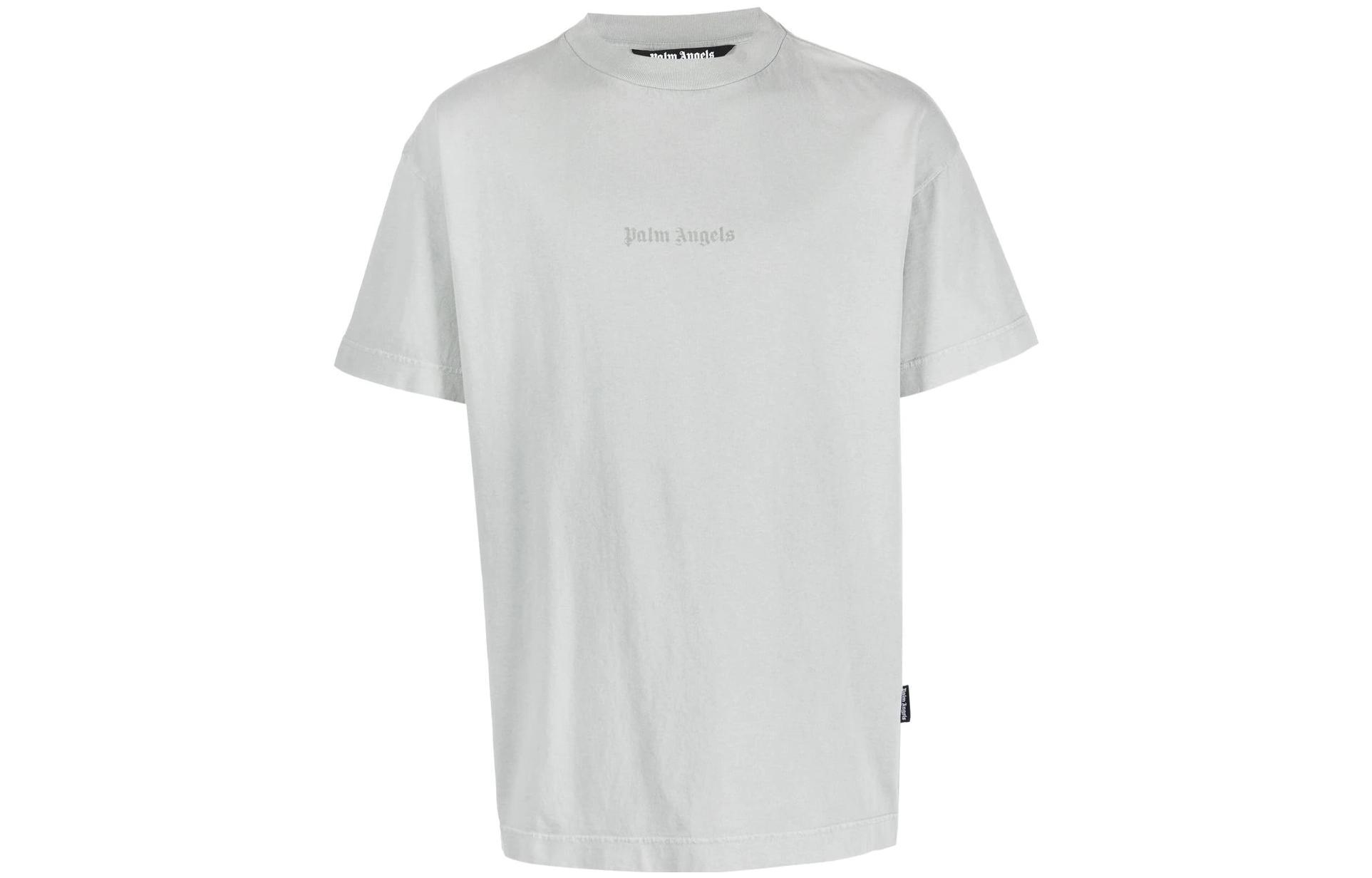 Order PALM ANGELS SS23  Logo Print Crewneck Short Sleeve T-Shirt Light Gray PMAA001S23JER0040505