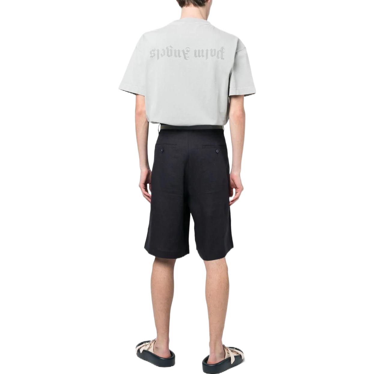 Shop PALM ANGELS SS23  Logo Print Crewneck Short Sleeve T-Shirt Light Gray PMAA001S23JER0040505