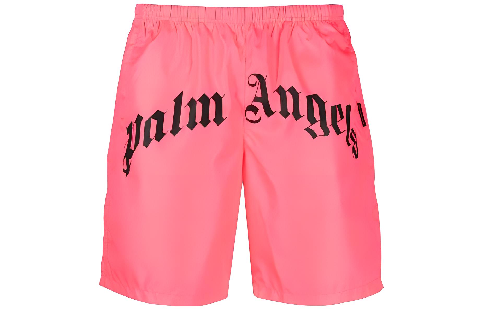 PALM ANGELS SS23  Pink Logo Swim Shorts with Elastic Waist. PMFA005C99FAB0026810