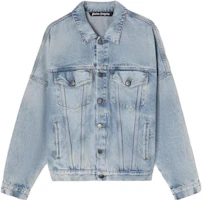 PALM ANGELS SS23 Washed Blue Denim Jacket with Single Breasted Collar. PMYE006C99DEN0024001 PALM ANGELS SS23 Washed Blue Denim Jacket with Single Breasted Collar. PMYE006C99DEN0024001