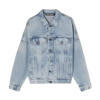 PALM ANGELS SS23 Washed Blue Denim Jacket with Single Breasted Collar. PMYE006C99DEN0024001