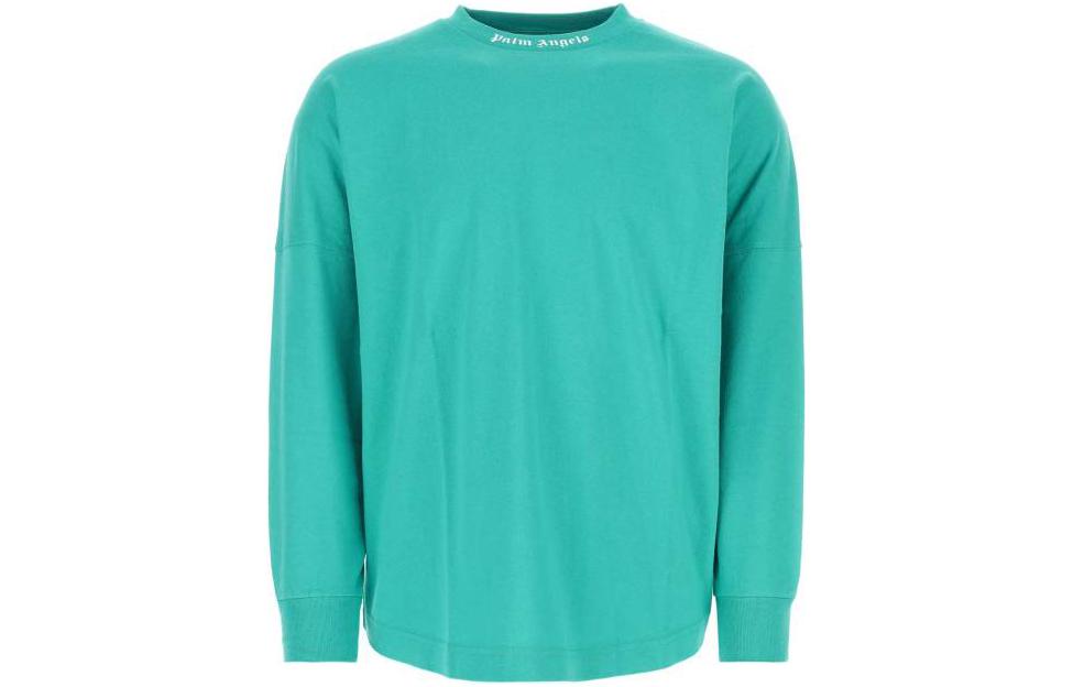 PALM ANGELS SS23 Back Logo Print Crewneck Long Sleeve Tee  Blue. PMAB001C99JER0044301