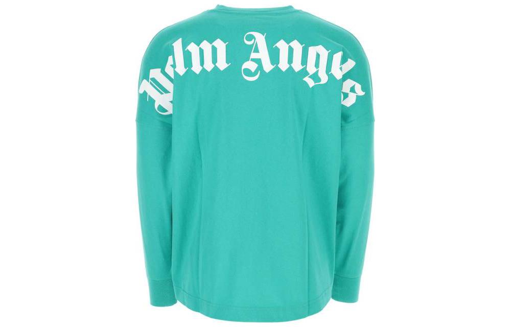 Lookbook PALM ANGELS SS23 Baju Lengan Panjang Cetakan Logo Belakang Biru. PMAB001C99JER0044301