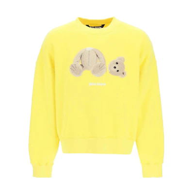 Palm Angels SS23 Bear Graphic Yellow Crewneck Sweatshirt Long Sleeve PMBA026C99FLE0051860