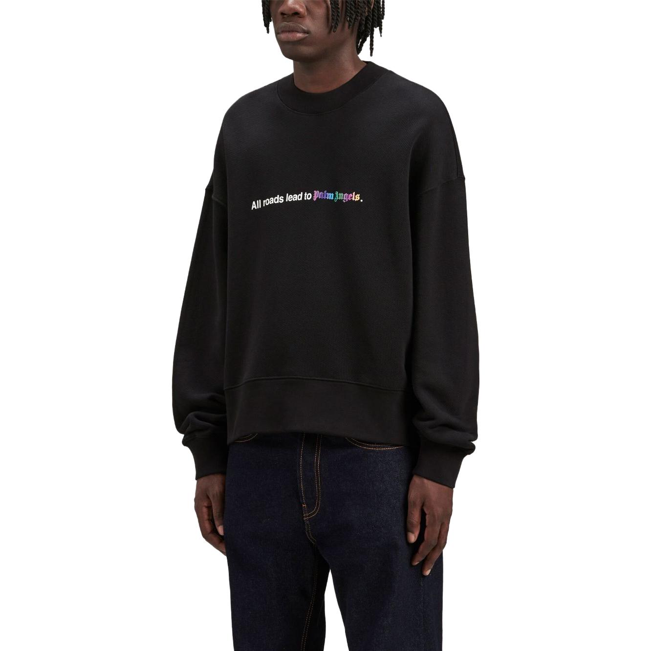 Details for 棕榈天使SS23黑色标志印花圆领套头衫卫衣 PMBA026F23FLE0021001