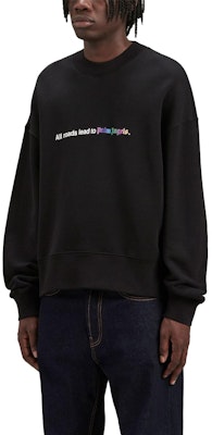 棕榈天使SS23黑色标志印花圆领套头衫卫衣 PMBA026F23FLE0021001 Details for 棕榈天使SS23黑色标志印花圆领套头衫卫衣 PMBA026F23FLE0021001