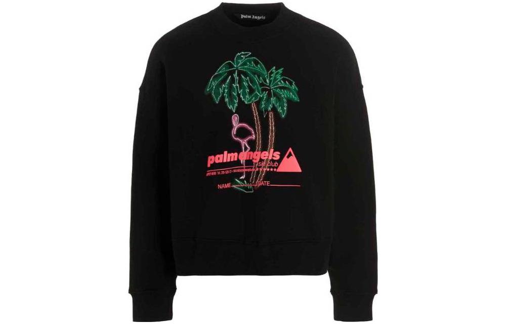 Palm Angels SS23 Black Graphic Print Long-Sleeve Sweatshirt Mens PMBA026S23FLE0011084