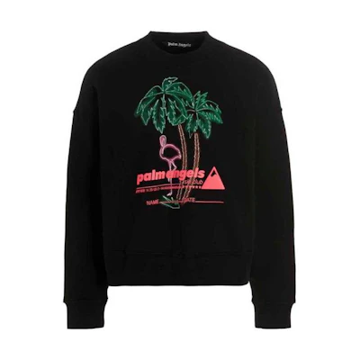 Palm Angels SS23 Black Graphic Print Long-Sleeve Sweatshirt Mens PMBA026S23FLE0011084