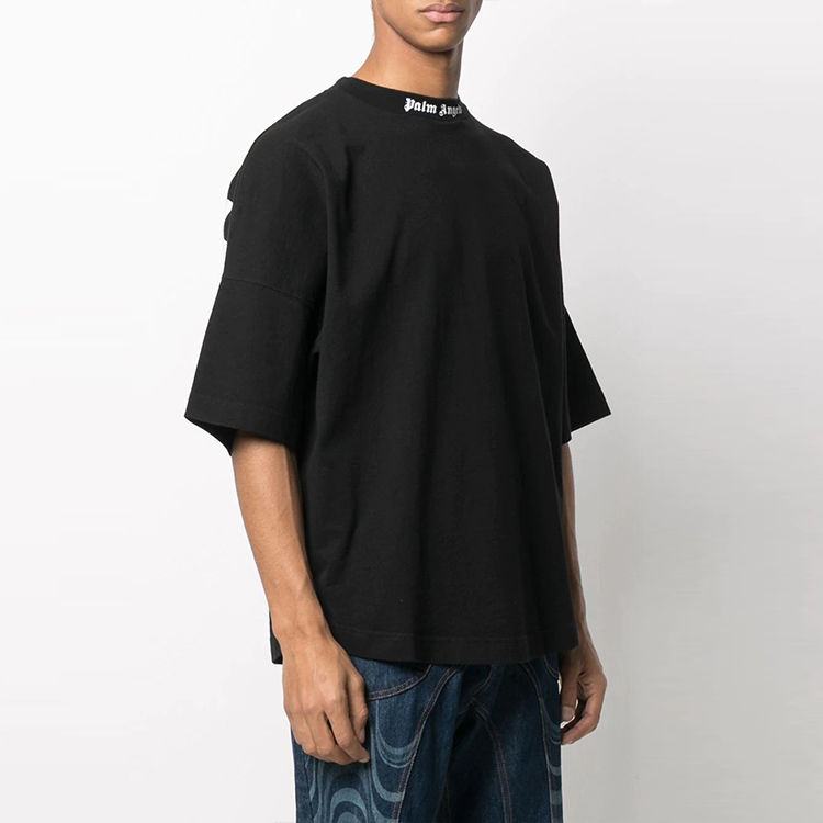 Shop Camiseta Palm Angels SS23 Negra Letra Casual de Manga Corta. PMAA002C99JER0011001