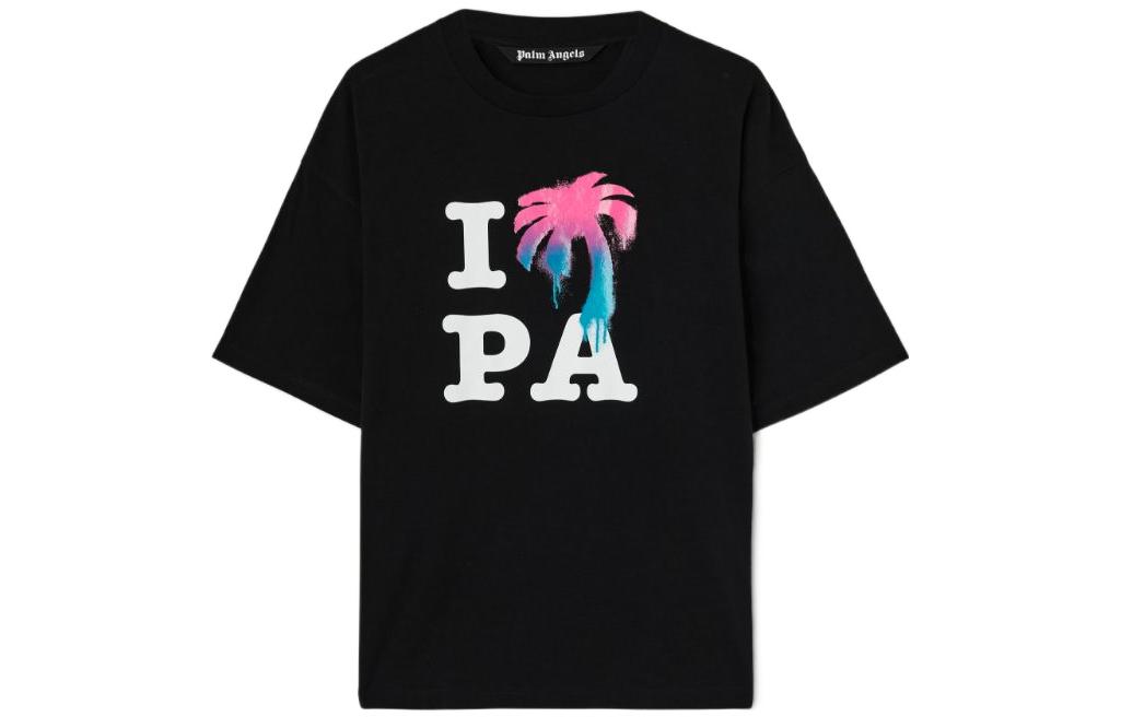 Palm Angels SS23 Coconut Tree Logo Black Crewneck T-Shirt for Men. PMAA066S23JER0021084