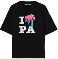 Palm Angels SS23 Coconut Tree Logo Black Crewneck T-Shirt for Men. PMAA066S23JER0021084 Palm Angels SS23 Coconut Tree Logo Black Crewneck T-Shirt for Men. PMAA066S23JER0021084