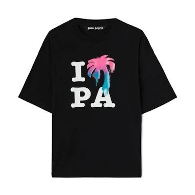 Palm Angels SS23 Coconut Tree Logo Black Crewneck T-Shirt for Men. PMAA066S23JER0021084